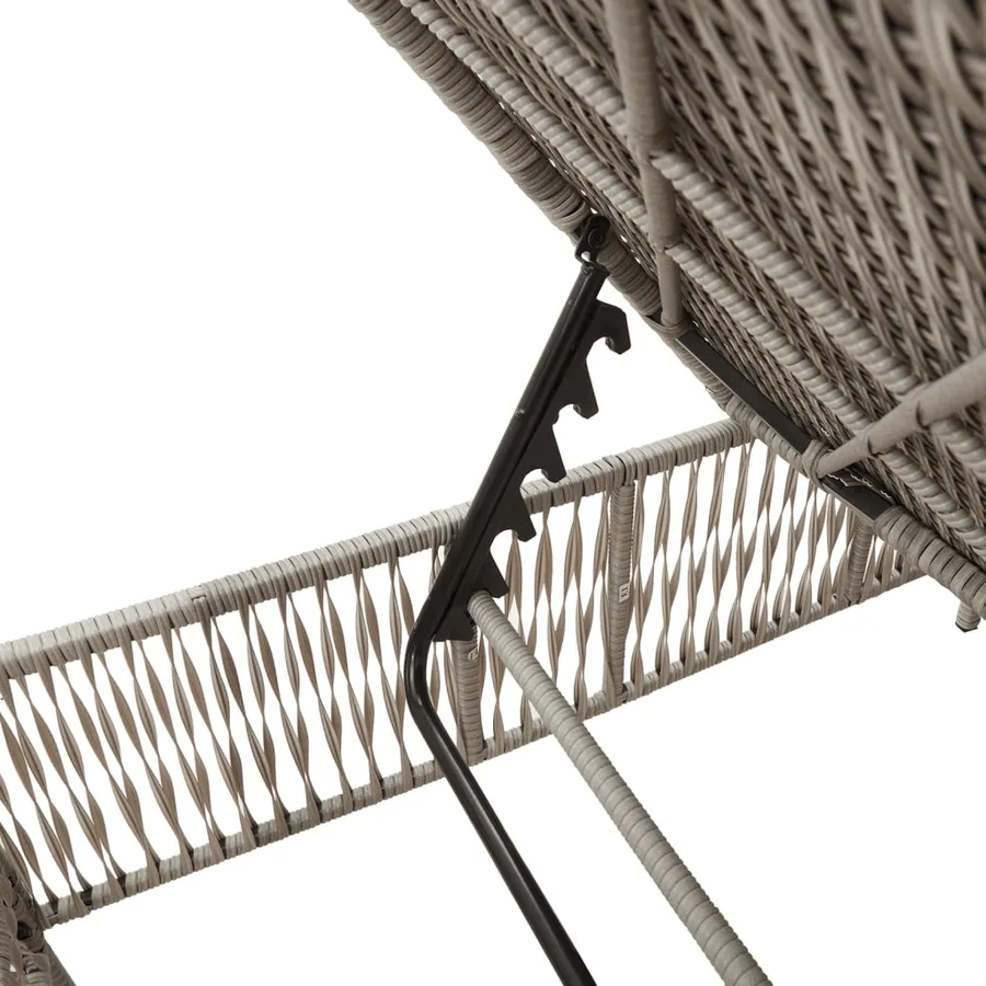 Chaises longues avec coussins lot de 2 gris résine tressée - 10