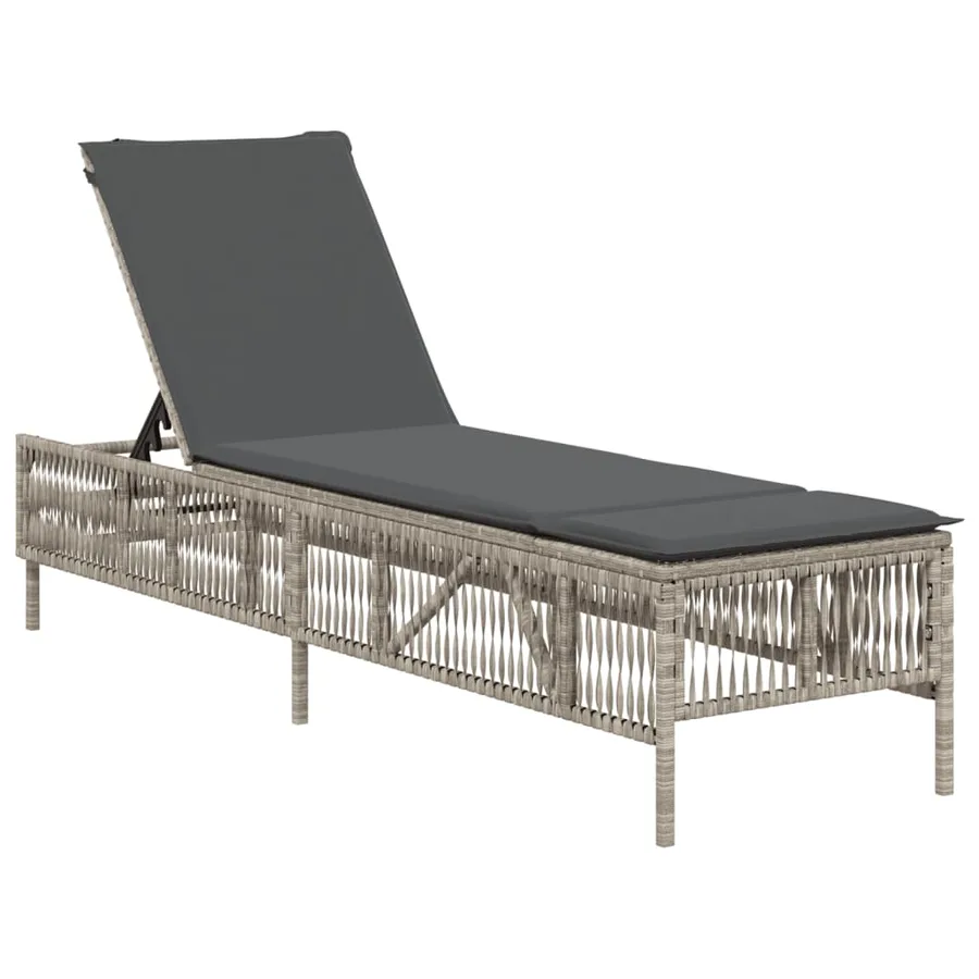 Chaises longues avec coussins lot de 2 gris résine tressée - 4