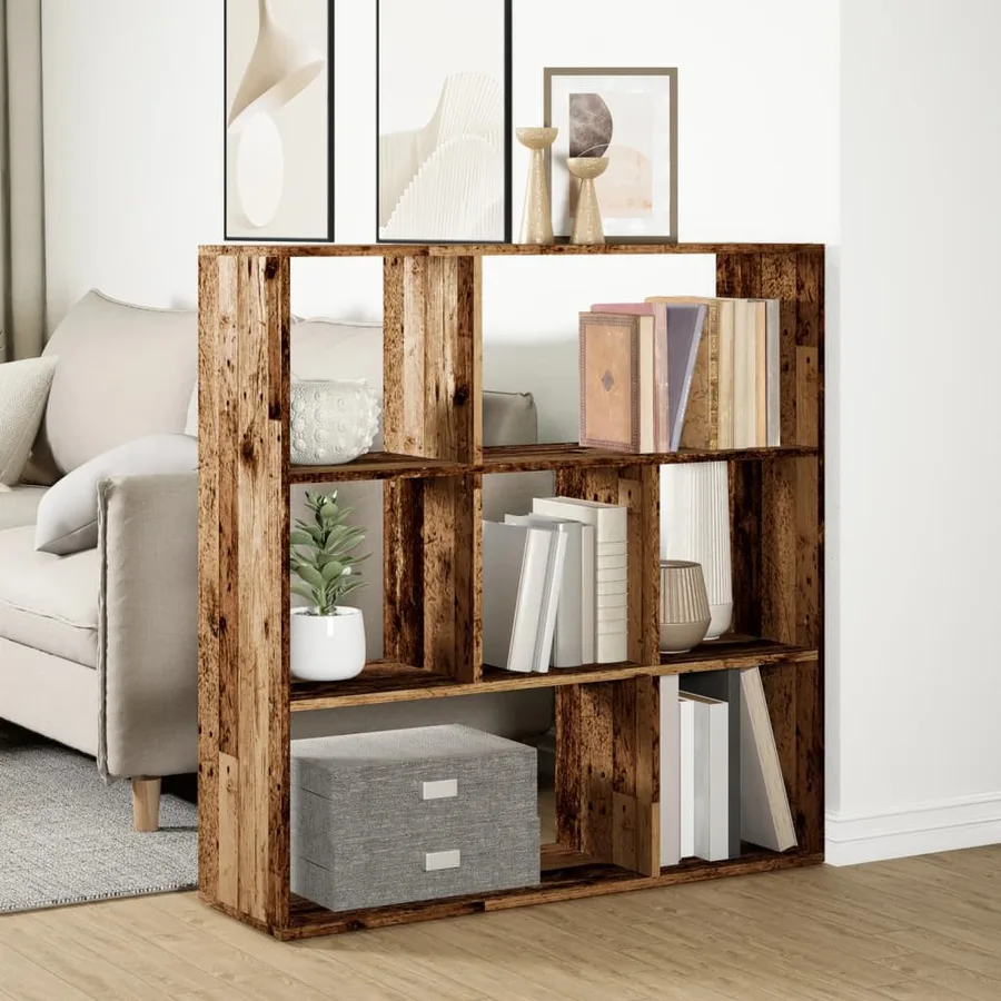 Étagère séparatrice de pièce vieux bois 102x29x103,5 cm - 4