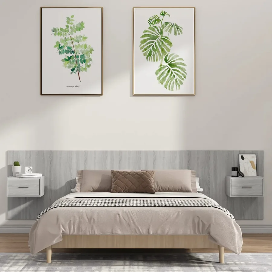 Tête de lit avec armoires sonoma gris Bois d'ingénierie