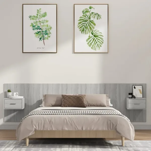 Tête de lit avec armoires sonoma gris Bois d'ingénierie