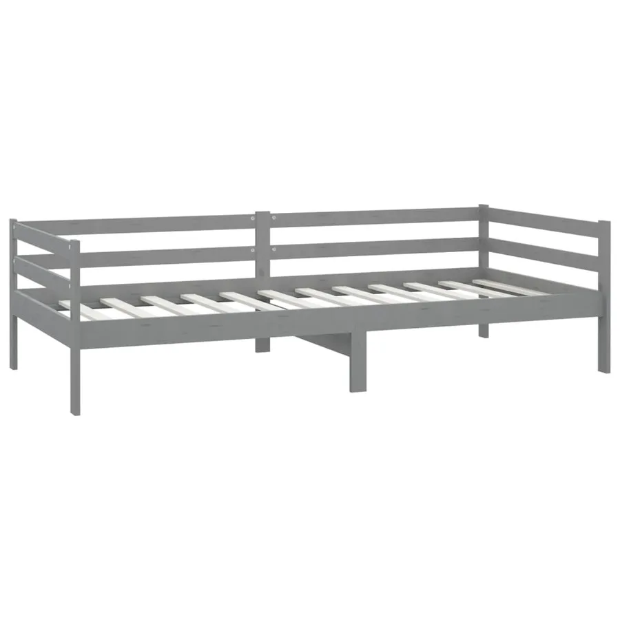 Lit de repos avec matelas 90x200 cm Gris Bois de pin massif - 5