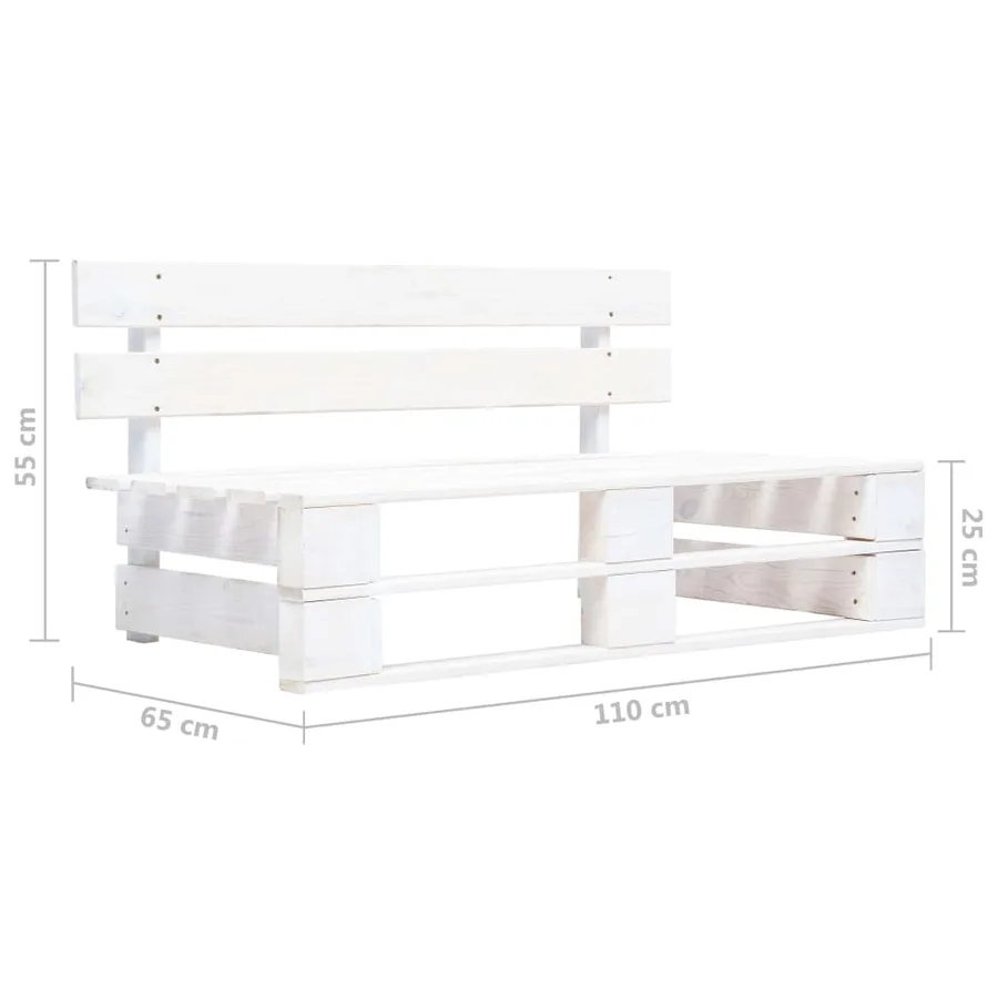 Canapé central palette de jardin Blanc Bois de pin imprégné - 11