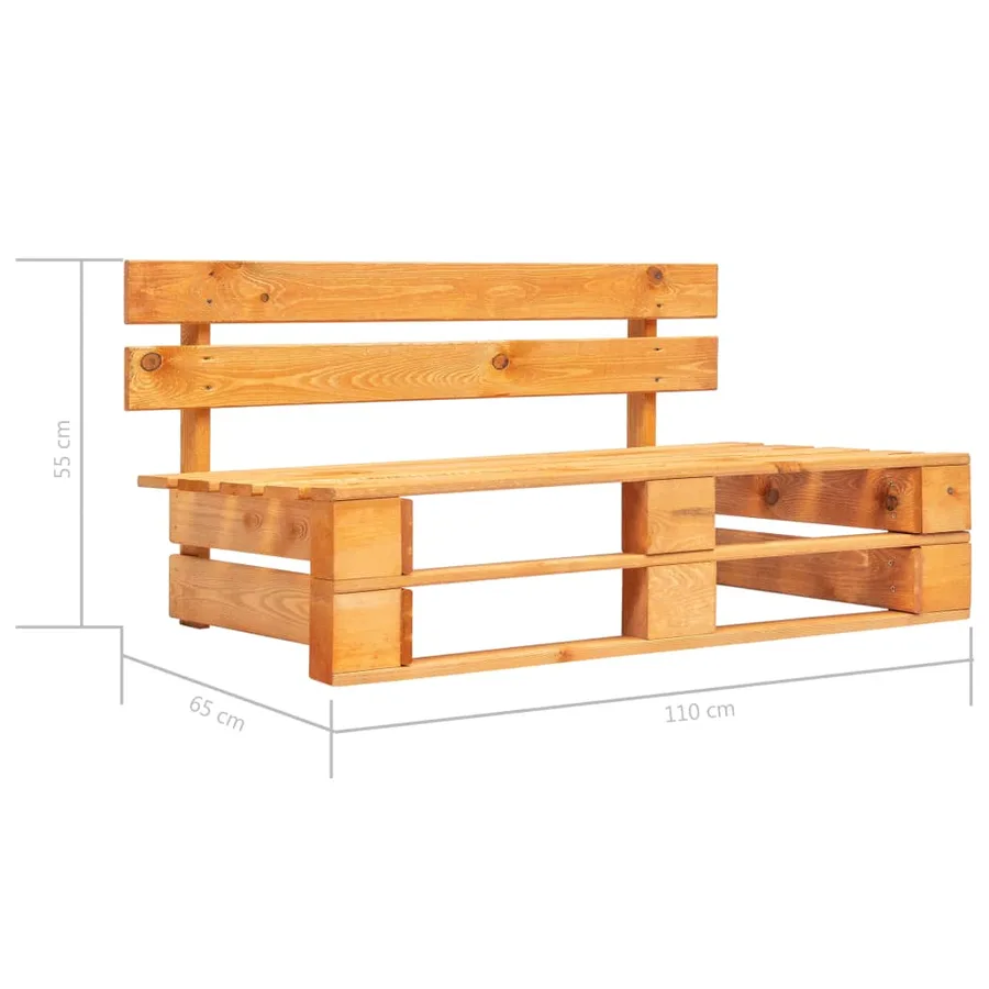Canapé central palette de jardin marron miel bois pin imprégné - 6
