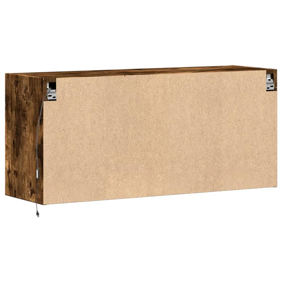 Meuble TV mural avec lumières LED chêne fumé 100x31x45 cm - 8