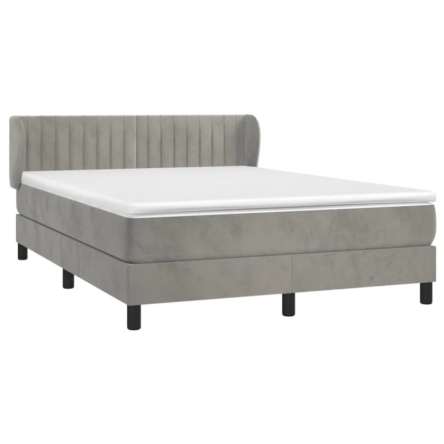 Sommier à lattes de lit et matelas Gris clair 140x190cm Velours - 3