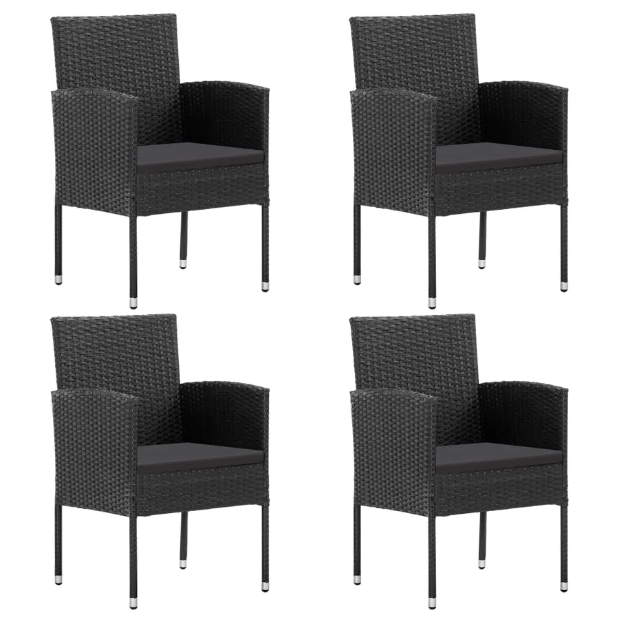 Ensemble à manger de jardin coussins 5pcs Noir Résine tressée - 4