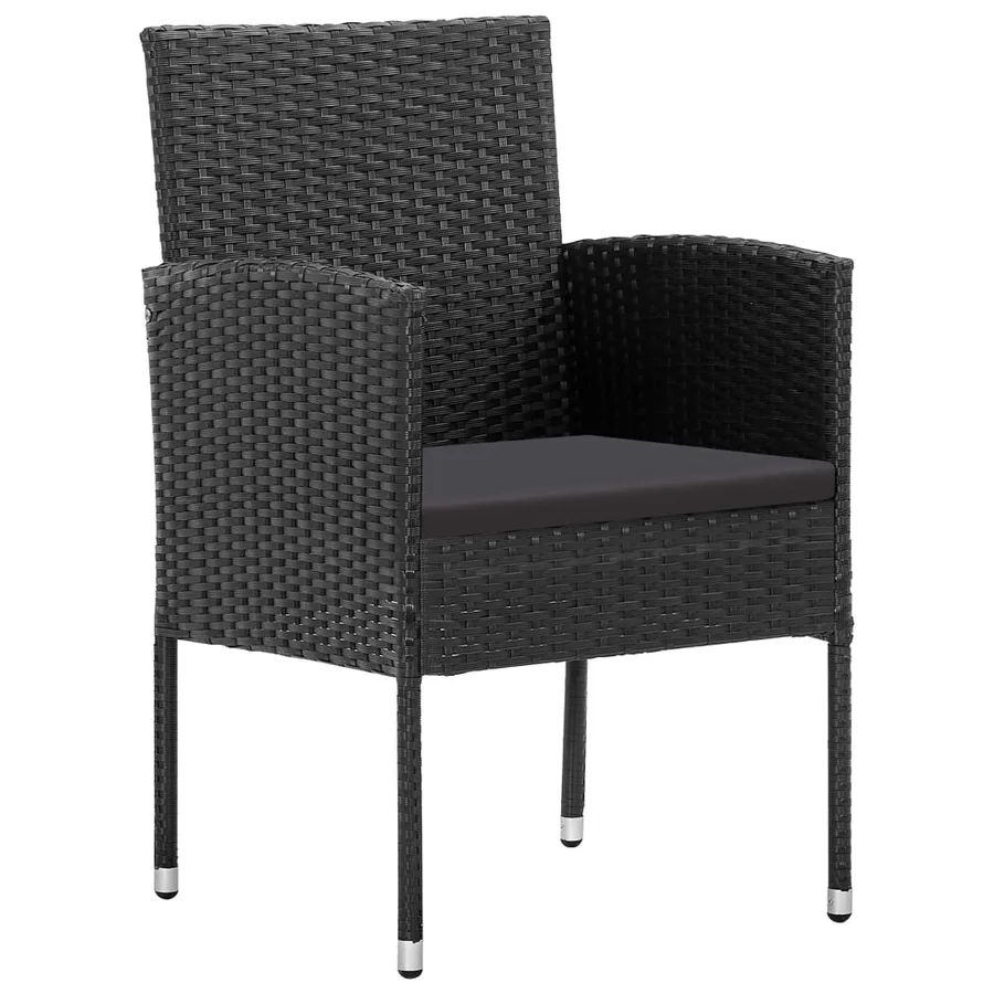 Ensemble à manger de jardin coussins 5pcs Noir Résine tressée - 5