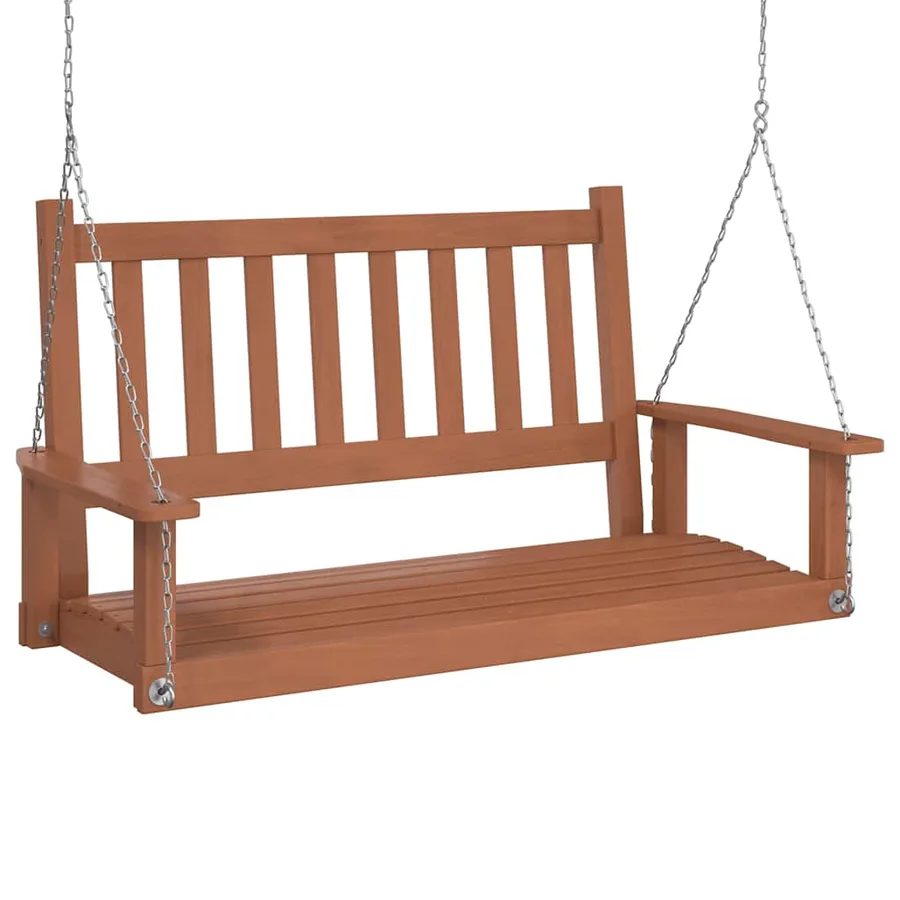 Banc de balançoire de jardin chaînes en métal bois massif sapin - 2