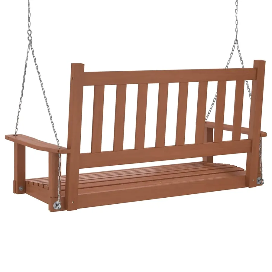 Banc de balançoire de jardin chaînes en métal bois massif sapin - 6