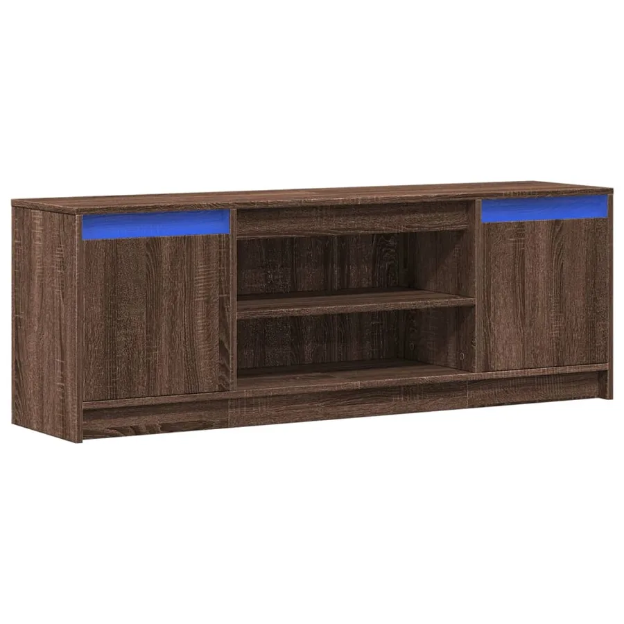 Meuble TV avec LED chêne marron 139,5x34x50cm bois d'ingénierie - 3