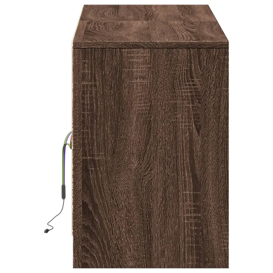 Meuble TV avec LED chêne marron 139,5x34x50cm bois d'ingénierie - 7