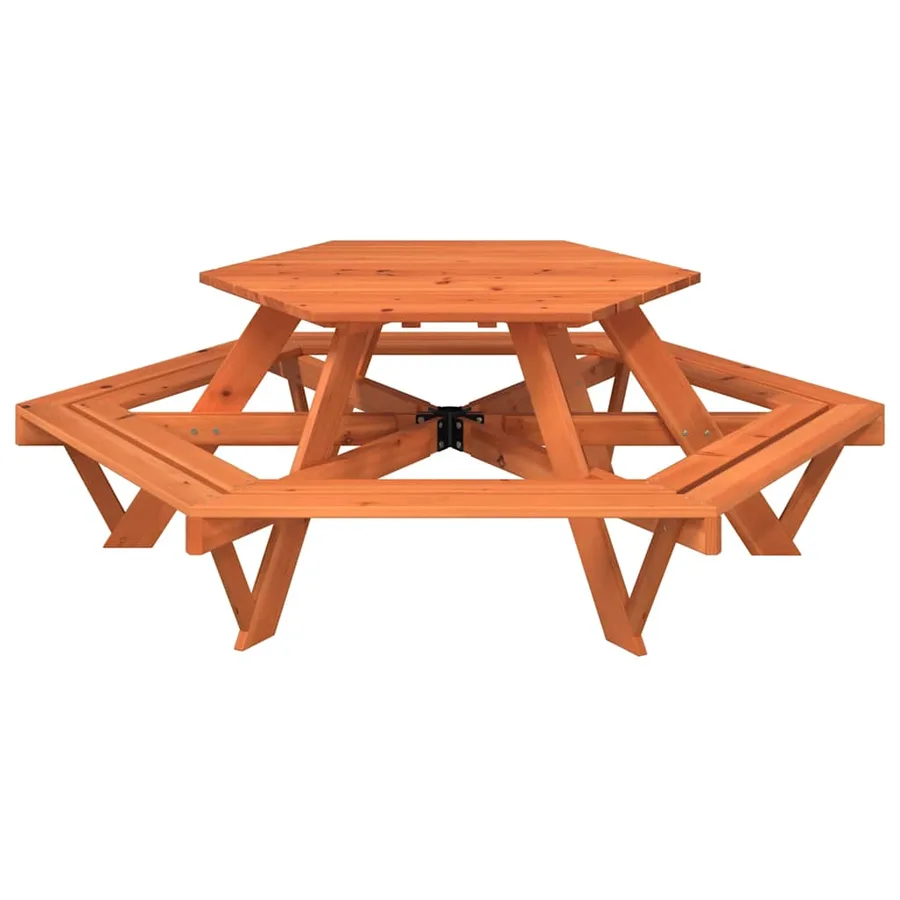 Table de pique-nique pour 6 enfants avec bancs hexagonal sapin - 4