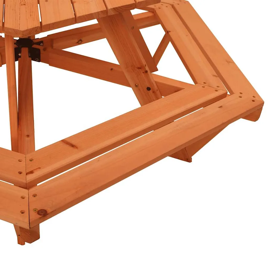 Table de pique-nique pour 6 enfants avec bancs hexagonal sapin - 7