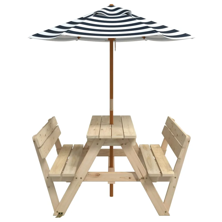 Table de pique-nique pour 4 enfants avec parasol bois de sapin - 4