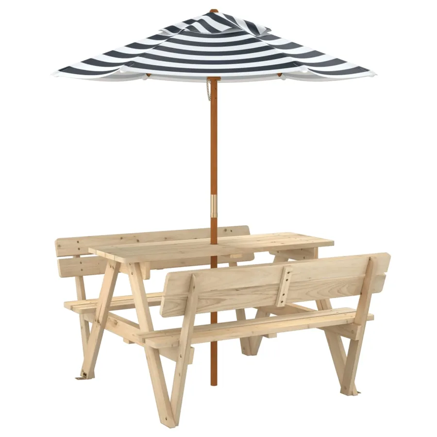 Table de pique-nique pour 4 enfants avec parasol bois de sapin - 5