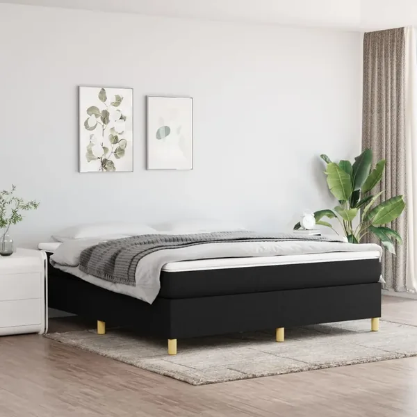 Sommier à lattes de lit avec matelas Noir 180x200 cm Tissu