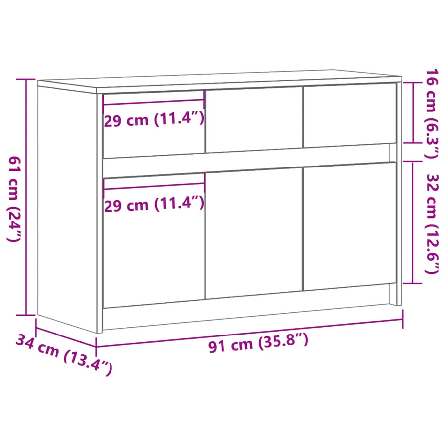 Meuble TV avec LED chêne fumé 91x34x61 cm bois d'ingénierie - 14