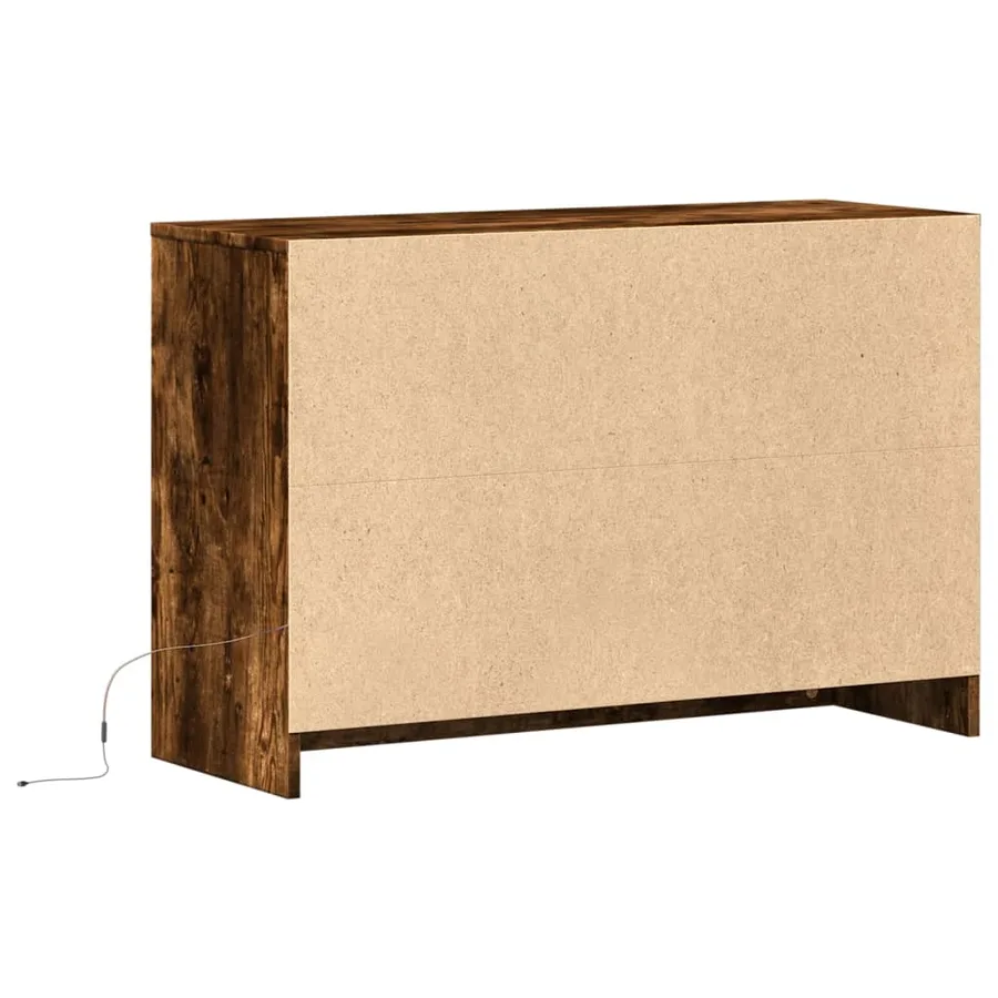 Meuble TV avec LED chêne fumé 91x34x61 cm bois d'ingénierie - 8