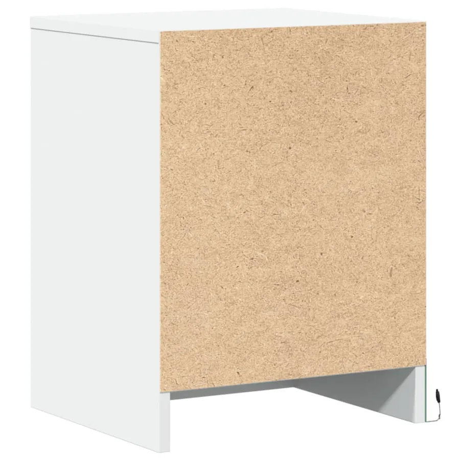 Armoires de chevet et lumières LED 2pcs blanc bois d'ingénierie - 8