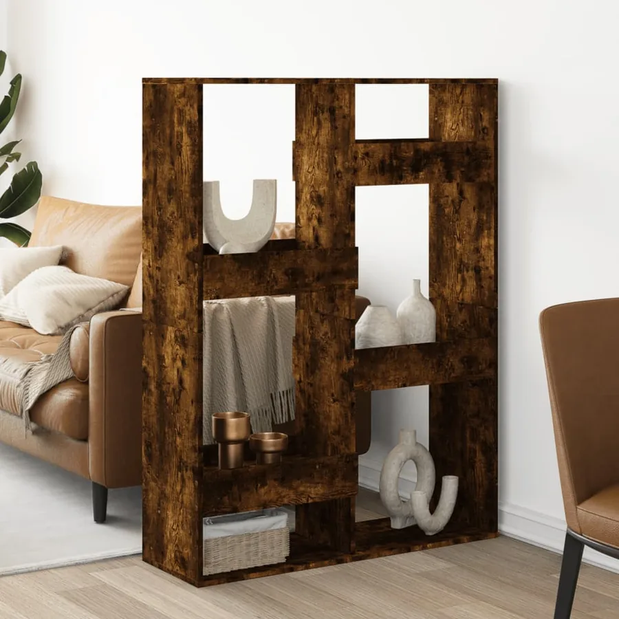 Cloison de séparation chêne fumé100x33x135 cm bois d'ingénierie - 3