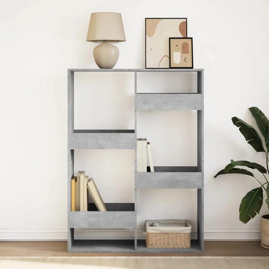 Bibliothèque gris béton 100x33x135 cm bois d'ingénierie - 3