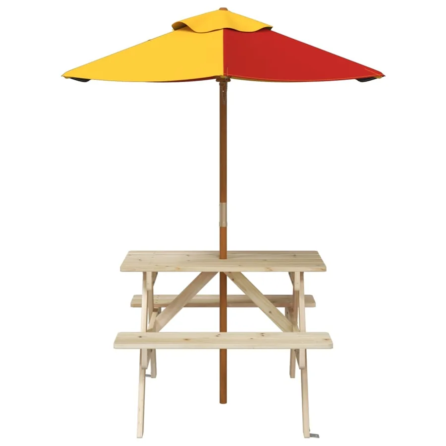 Table de pique-nique pour 4 enfants avec parasol bois de sapin - 3