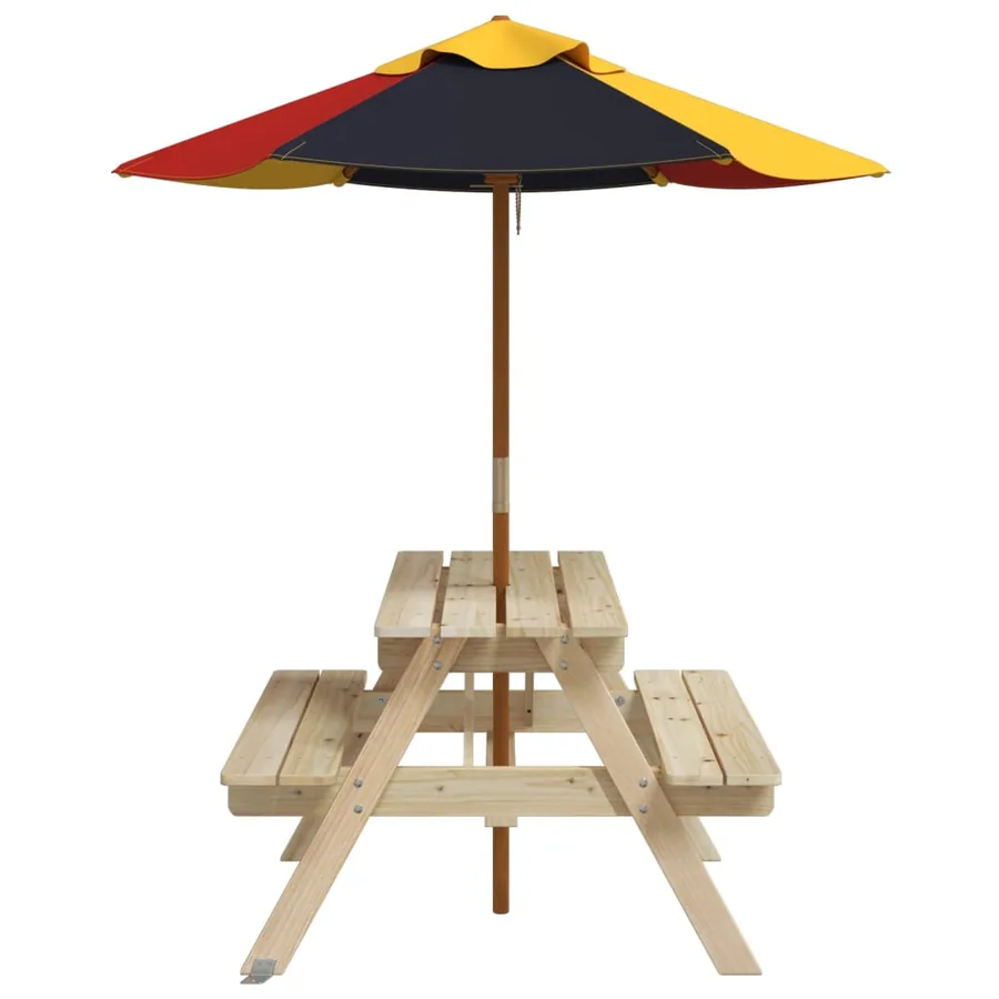 Table de pique-nique pour 4 enfants avec parasol bois de sapin - 4
