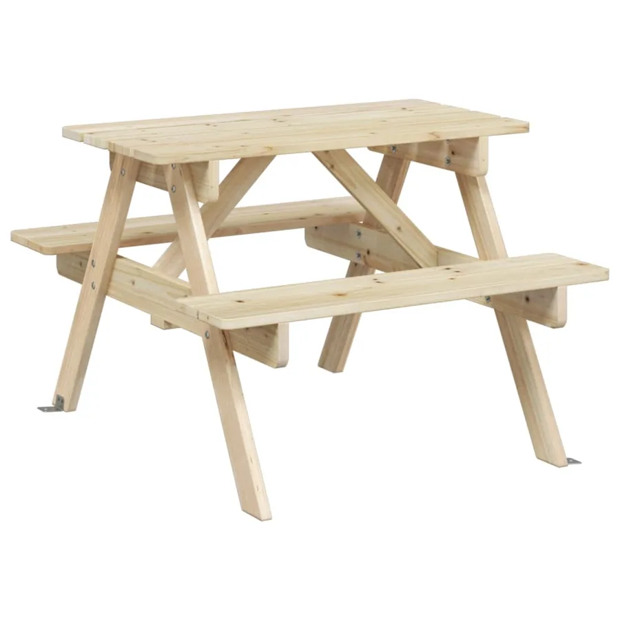 Table de pique-nique pour 4 enfants avec parasol bois de sapin - 8