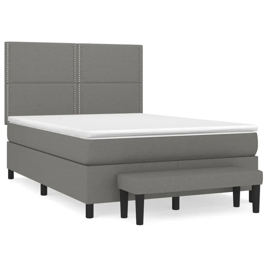 Sommier à lattes de lit avec matelas Gris foncé 140x200cm Tissu - 2