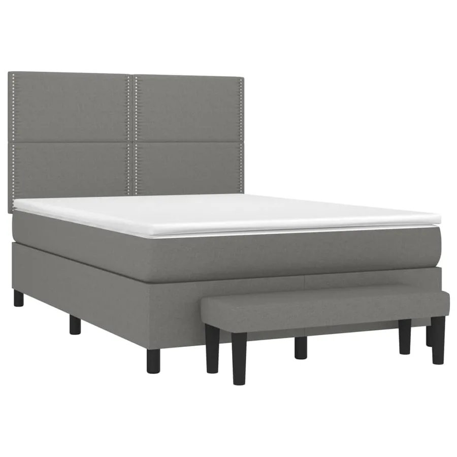 Sommier à lattes de lit avec matelas Gris foncé 140x200cm Tissu - 3
