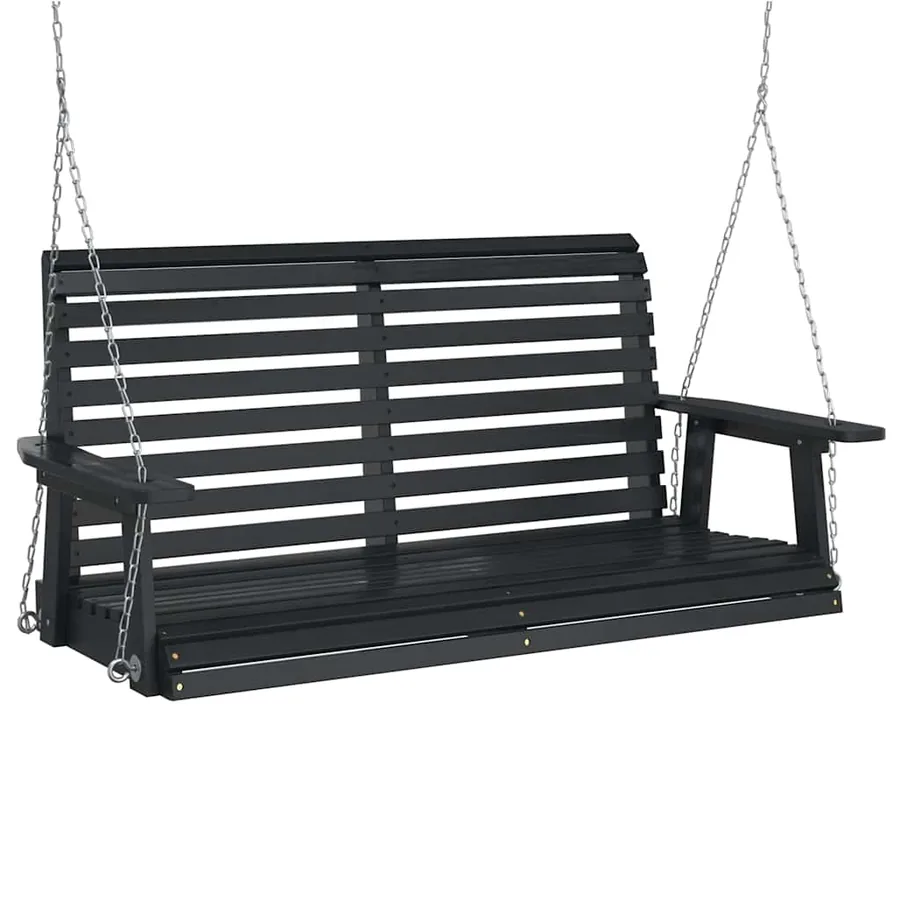 Banc de balançoire de jardin chaînes en métal bois massif sapin - 2