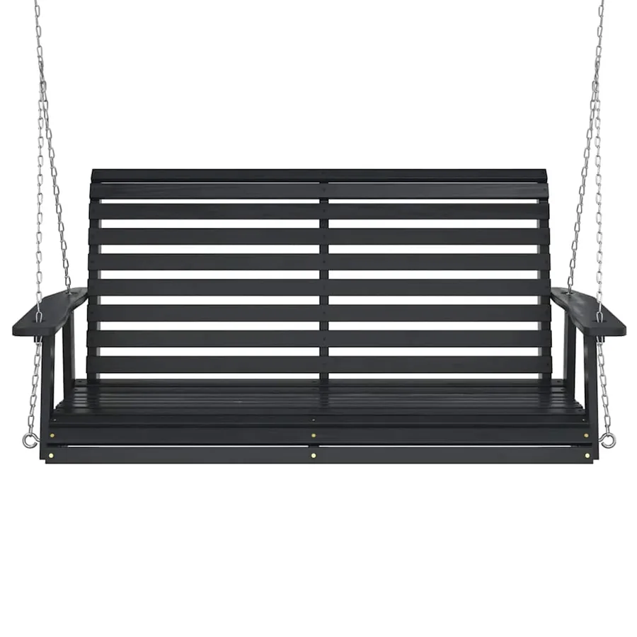 Banc de balançoire de jardin chaînes en métal bois massif sapin - 4