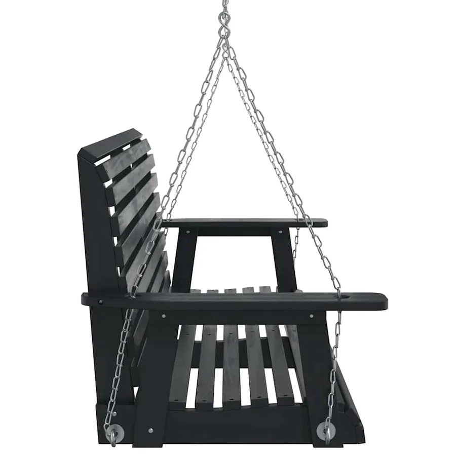 Banc de balançoire de jardin chaînes en métal bois massif sapin - 5
