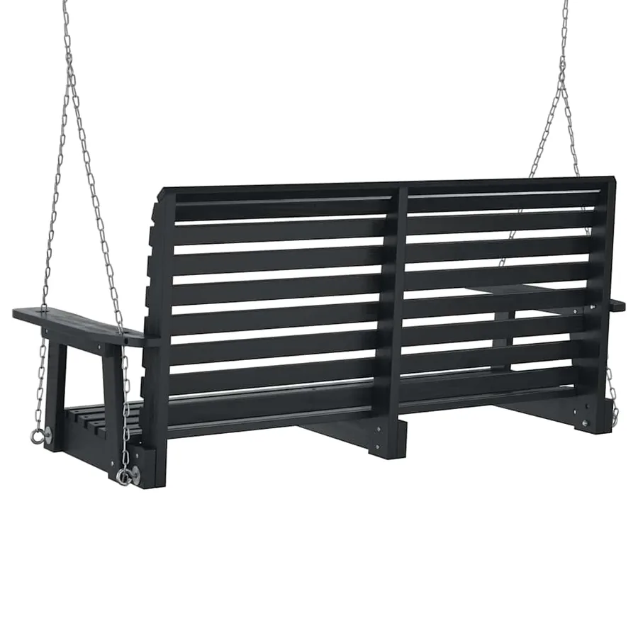 Banc de balançoire de jardin chaînes en métal bois massif sapin - 6