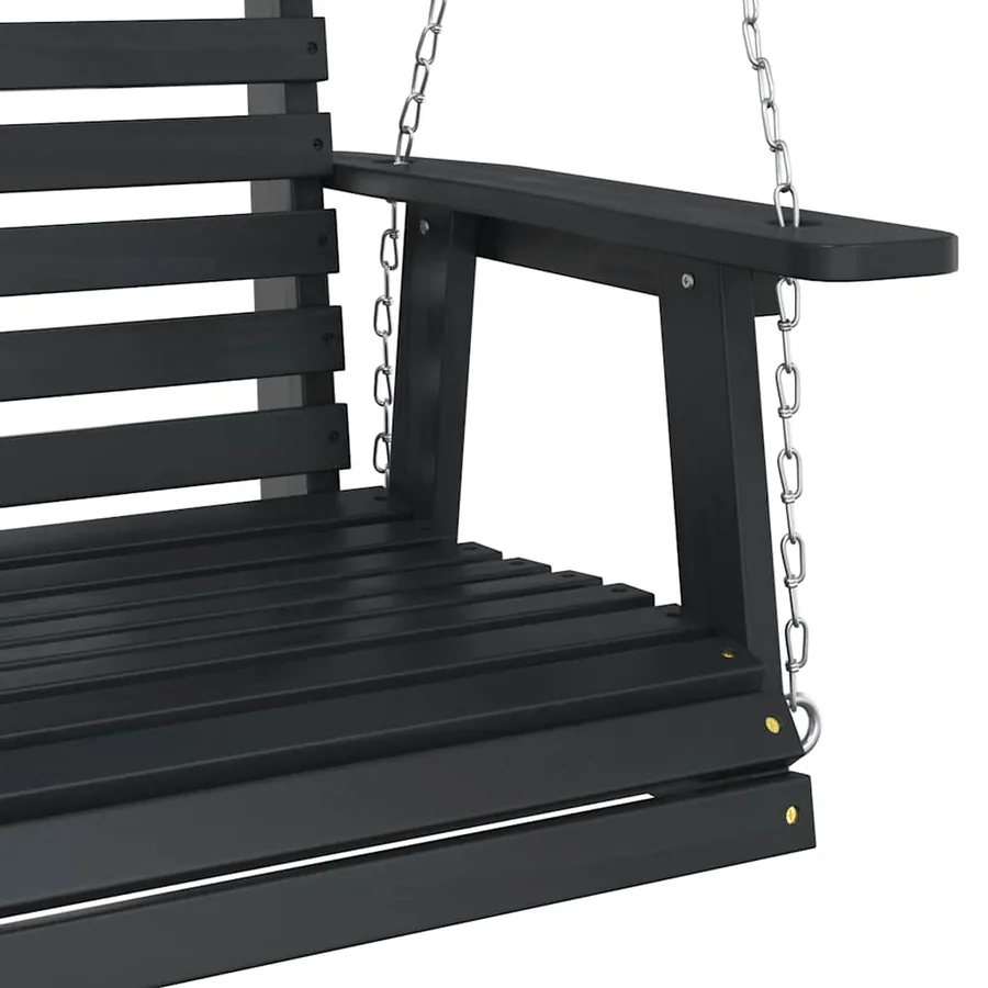 Banc de balançoire de jardin chaînes en métal bois massif sapin - 7