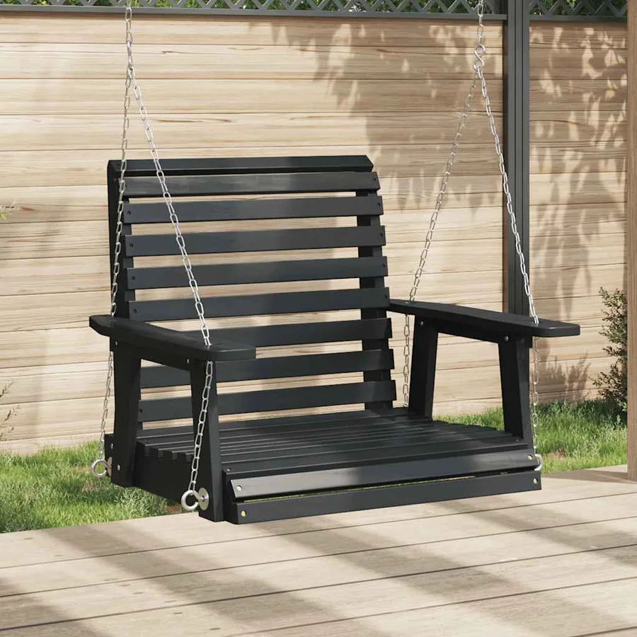 Chaise balançoire de jardin chaînes en métal bois massif sapin