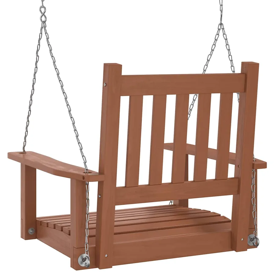 Chaise balançoire de jardin chaînes en métal bois massif sapin - 6