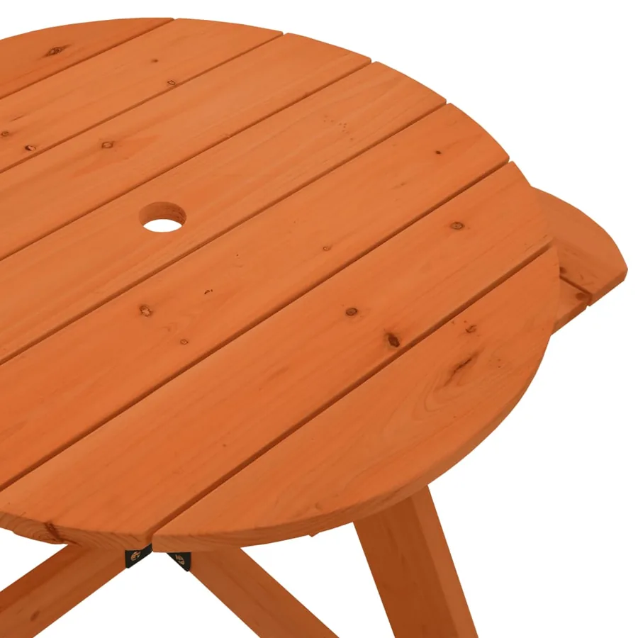 Table de pique-nique pour 4 enfants avec parasol rond sapin - 10