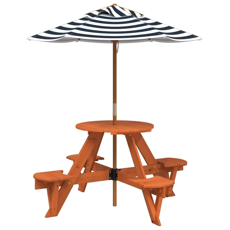 Table de pique-nique pour 4 enfants avec parasol rond sapin - 2