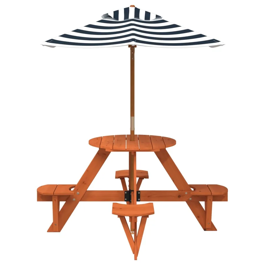Table de pique-nique pour 4 enfants avec parasol rond sapin - 3