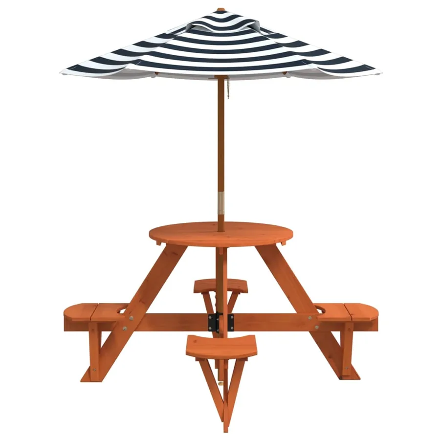 Table de pique-nique pour 4 enfants avec parasol rond sapin - 4
