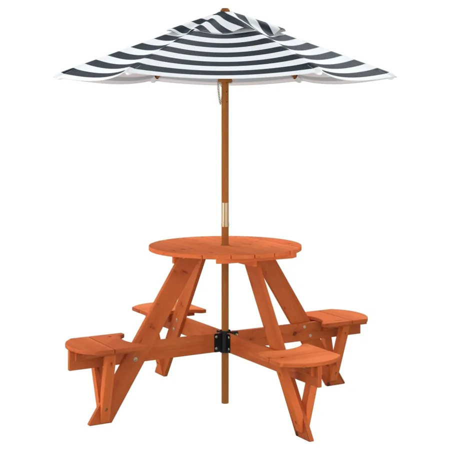 Table de pique-nique pour 4 enfants avec parasol rond sapin - 5