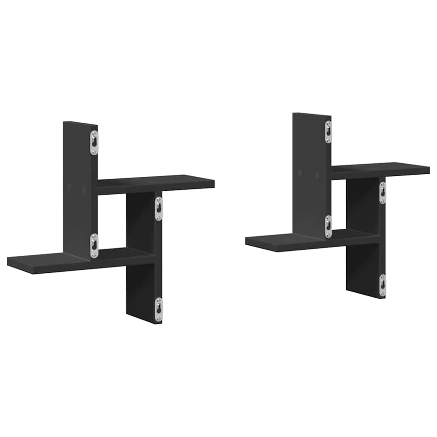 Étagères murales 2 pcs noir 38x12x38 cm bois d'ingénierie - 7