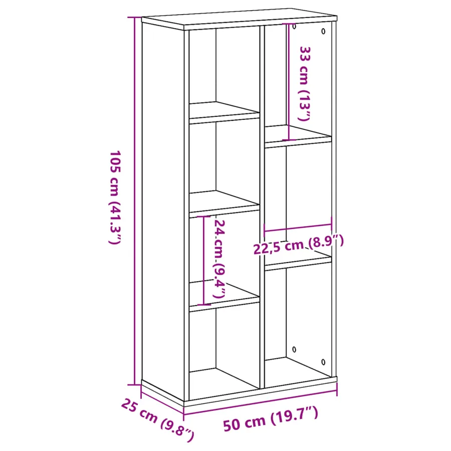 Bibliothèque chêne sonoma 50x25x105 cm bois d'ingénierie - 9
