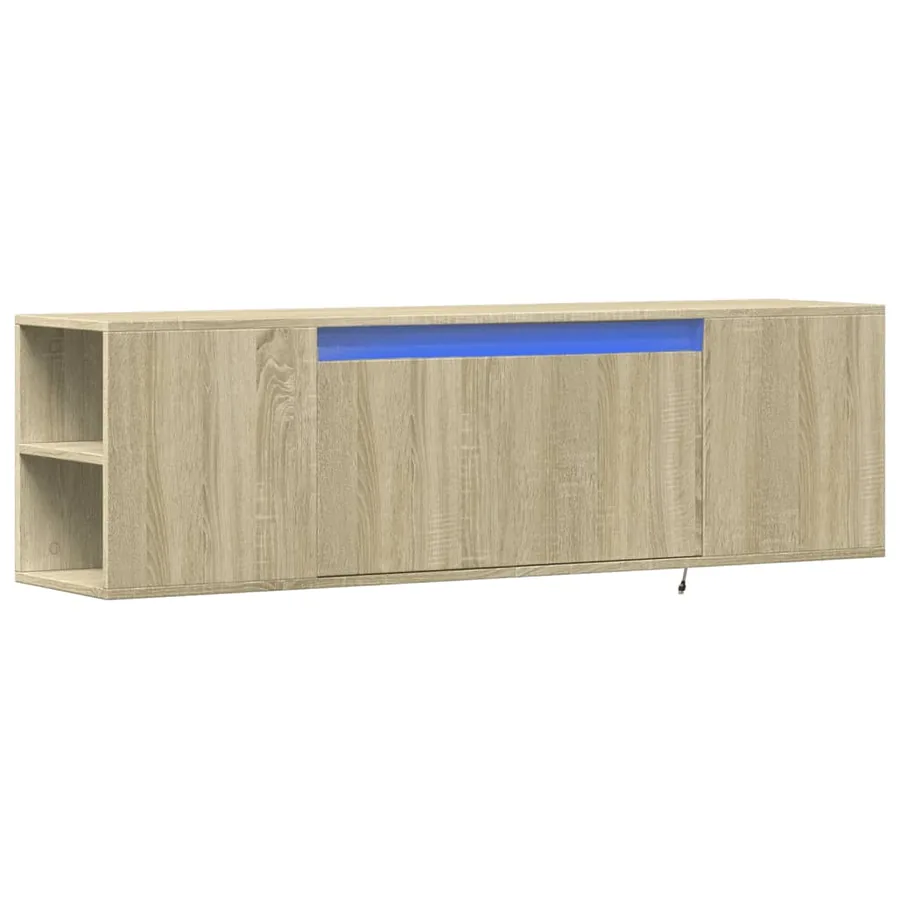 Meuble TV mural avec lumières LED chêne sonoma 135x31x39,5 cm - 3