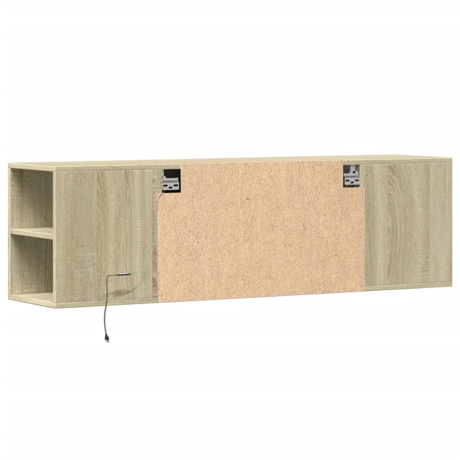 Meuble TV mural avec lumières LED chêne sonoma 135x31x39,5 cm - 8