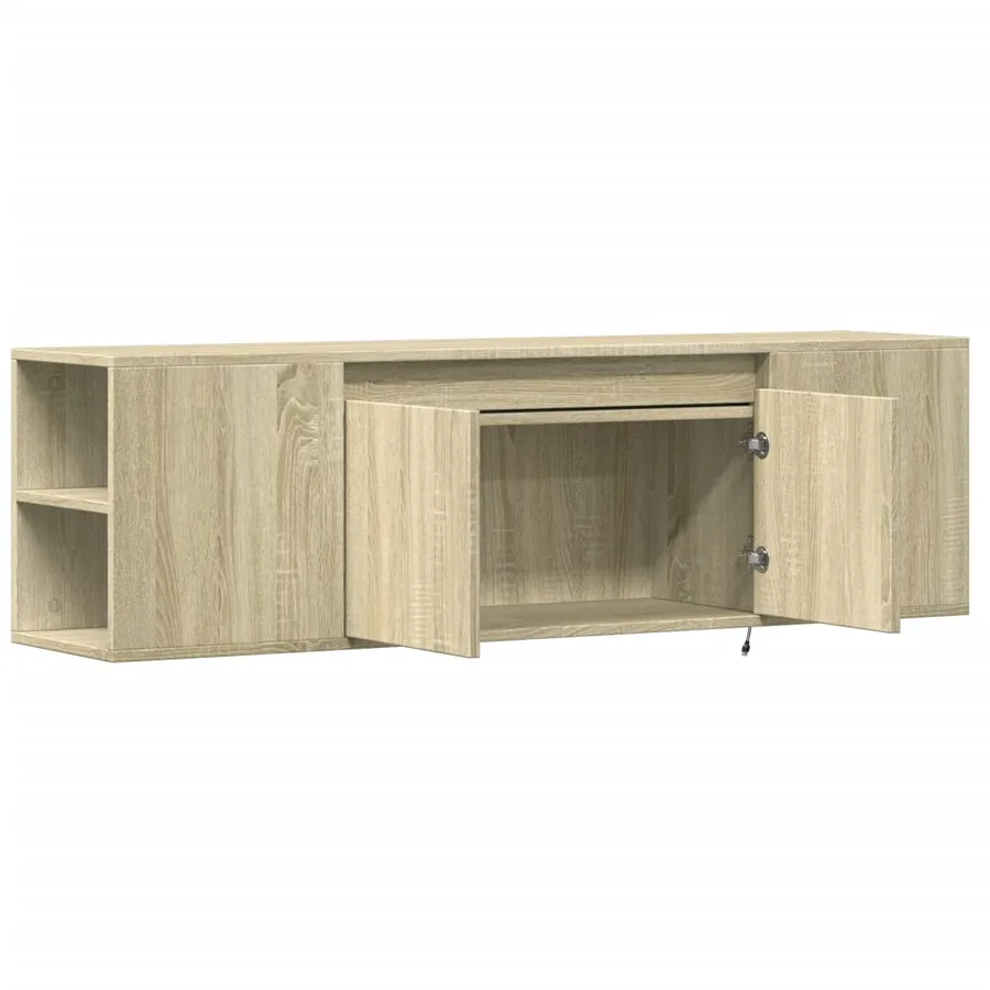 Meuble TV mural avec lumières LED chêne sonoma 135x31x39,5 cm - 9