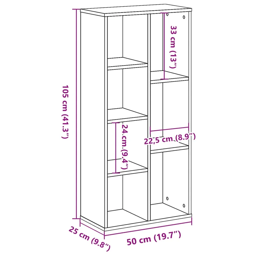 Bibliothèque chêne fumé 50x25x105 cm bois d'ingénierie - 9