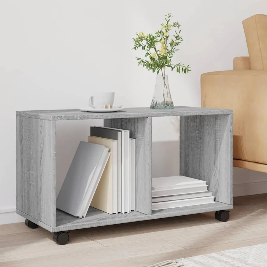 Armoire roulante sonoma gris 72x33x42,5 cm bois d'ingénierie - 3